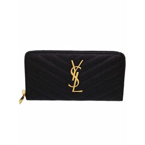 SAINT LAURENT Paris Monogram Full Zip Wallet Round Long
